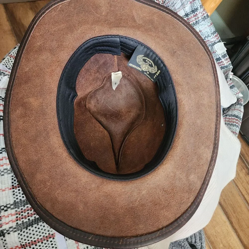 Vintage Henschel Brown Leather Cowboy Hat  Size Small With Hat Band